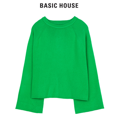 Basic House/百家好2018冬季新款纯色圆领针织打底衫女HSKT121D商品大图