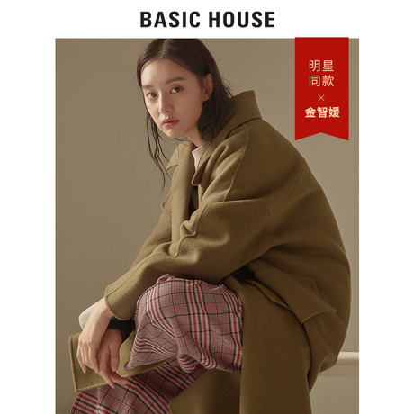 Basic House/百家好女秋冬装A字羊毛呢外套纯色呢子大衣HSCA721F商品大图