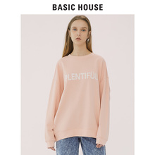 Basic House/百家好2019秋季新款圆领字母印花长袖卫衣女HTTS928B