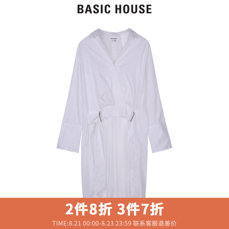 Basic House/百家好新款春装衬衫长袖中长款连衣裙衬衣女HRBL328I商品大图