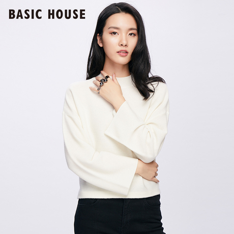 Basic House/百家好羊毛衫秋冬毛衣套头纯色圆领针织衫HRKT720C商品大图