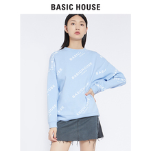 Basic House/百家好秋冬款字母运动风无帽卫衣宽松圆领HSTS720B图片