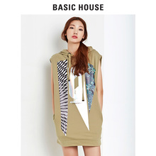 Basic House/百家好夏季新款韩版连帽印花休闲连衣裙女潮HPOP325A图片