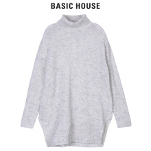 Basic House/百家好冬季新款高领加厚中长款针织衫纯色HQKT720Q图片