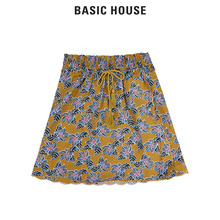 BasicHouse百家好女装2018春秋装新款碎花高腰雪纺半身裙HSPT324B图片