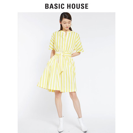 Basic House/百家好2018新款夏季装连衣裙子女装中款气质HSOP327A商品大图