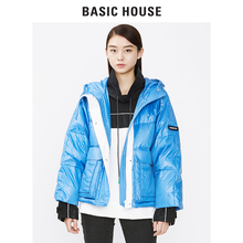 Basic House/百家好冬季新款短款字母时尚宽松羽绒服女HSGD721F图片