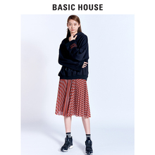 Basic House/百家好百褶短裙女百搭春秋款条纹中短款裙子HRSK525A图片