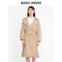 Basic House/百家好旗舰店秋季新款纯色长袖风衣连帽外套HSCA628A图片