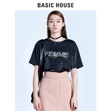 Basic House/百家好女装夏季韩版圆领常规款街头短袖上衣HRBL521A图片