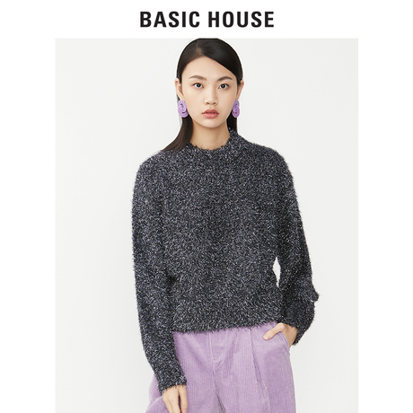 Basic House/百家好秋冬新款长袖保暖套头针织衫海马毛HSKT720B商品大图