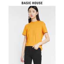 Basic House/百家好2018春秋新款T恤女圆领修身显瘦上衣HSTS521E图片
