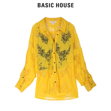 Basic House/百家好2018夏季女装新款蕾丝长袖两件套衬衫HSWS321B图片