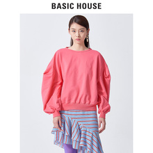 Basic House/百家好2018夏季新款长袖T恤女基础款打底衫HSTS324B图片