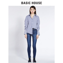 Basic House/百家好秋季常规款宽松水洗经典韩版牛仔裤女HSDP628B图片