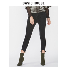 Basic House/百家好冬季新款修身显瘦毛边小脚打底裤女HRDP727B图片