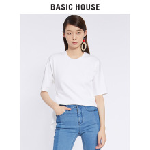 Basic House/百家好夏季新款T恤女纯色简约圆领短袖上衣HSTS521N图片