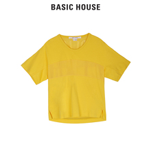 Basic House/百家好2018夏季新款拼接字母印花圆领T恤女HSTS321C图片