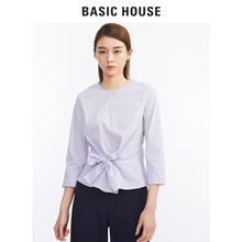 Basic House/百家好春秋季新品系蝴蝶结喇叭袖衬衣衬衫女HRBL327A图片