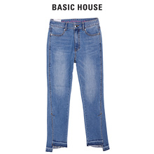 Basic House/百家好2018年春秋牛仔裤新品开叉休闲裤子女HSDP121I图片