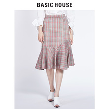 Basic House/百家好2018秋新款百褶裙不规则高腰半身裙女HSSK628A图片