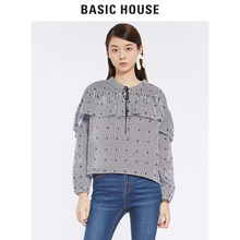 Basic House/百家好衬衫女2018秋季新款韩版长袖气质衬衣HSBL521J图片
