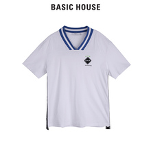 Basic House/百家好2018年夏季V领拼色短袖上衣潮流T恤男DSTS3124图片