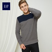 Gap男装 402996 纯棉套头针织衫 拼色保暖圆领毛衣男