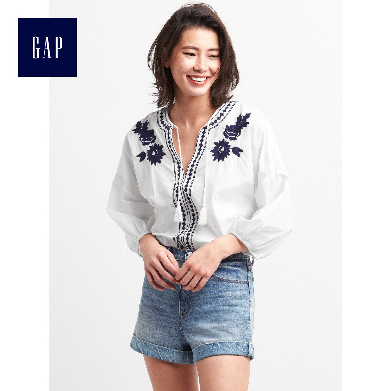 Gap女装 舒适休闲上衣282957 2018春装新款-春装新款-春装