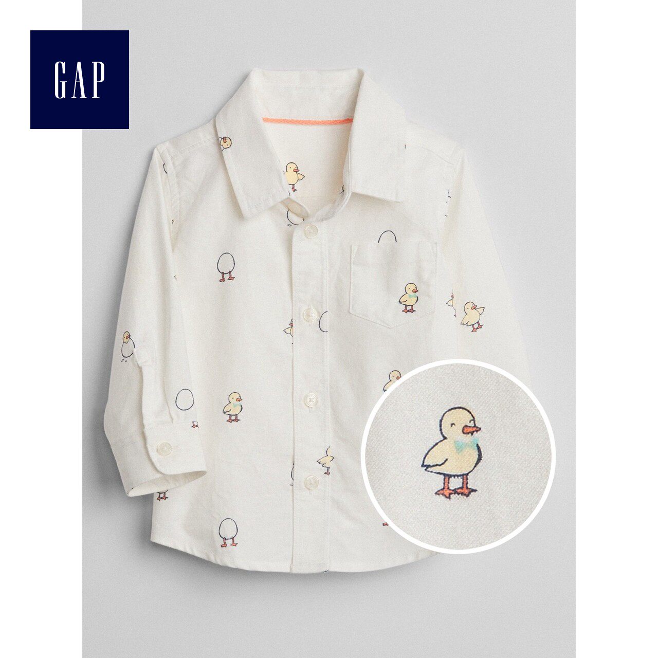 Gap男婴儿 舒适纯棉时尚长袖衬衫230024 2018春装新款