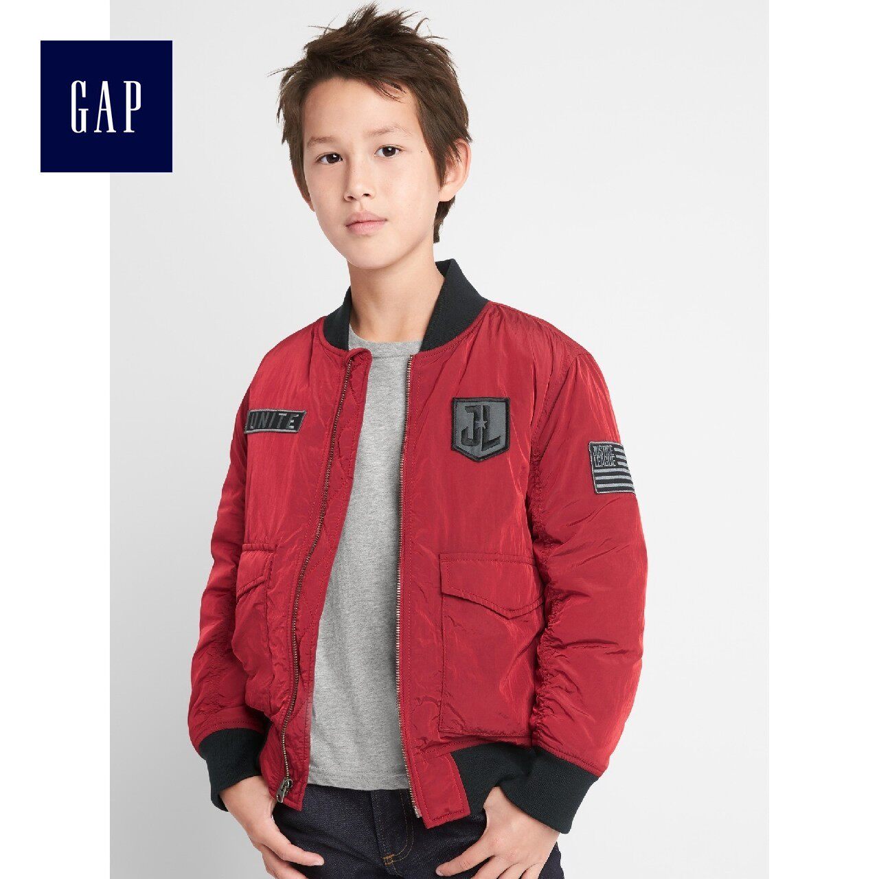 Gap男童 正义联盟超级英雄系列秋冬拉链飞行员外套156428