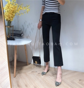 傲娇面料~四面高弹力可瑜伽巨显腿直显瘦薄款九分微喇叭休闲西裤
