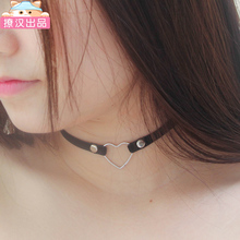 撩汉出品 爱心形项圈桃心锁骨链软妹桃心女颈带锁骨项链短款