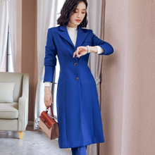 艾尚臣职业女装新款2018秋冬季毛呢外套大衣女中长款OL收腰工作服图片