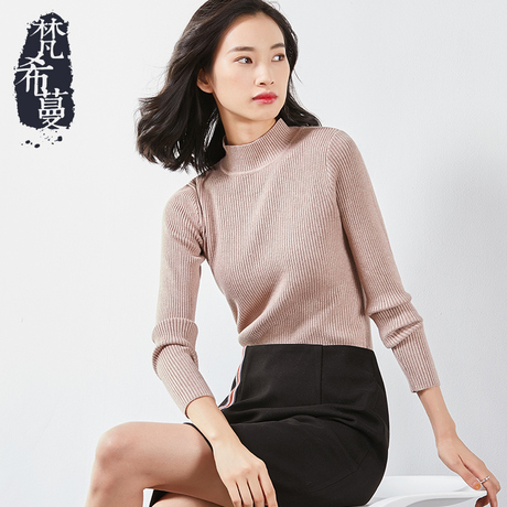 梵希蔓毛衣女2018新款秋冬半高领针织衫女长袖套头韩版显瘦打底衫商品大图