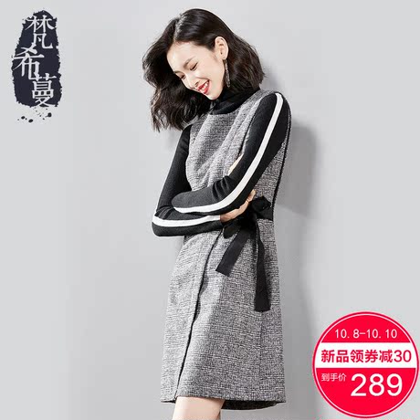 梵希蔓背心裙女秋冬2018新款毛呢连衣裙女无袖收腰显瘦中长款裙子商品大图