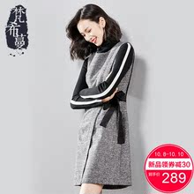 梵希蔓背心裙女秋冬2018新款毛呢连衣裙女无袖收腰显瘦中长款裙子图片