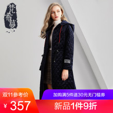 梵希蔓棉衣服2018新款女冬装丝绒夹棉加厚连帽棉袄女长款过膝外套图片