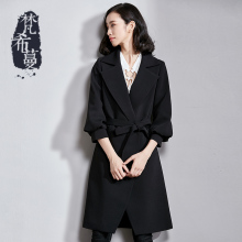 梵希蔓七分灯笼袖外套女2018秋装气质新款中长款休闲收腰宽松上衣图片