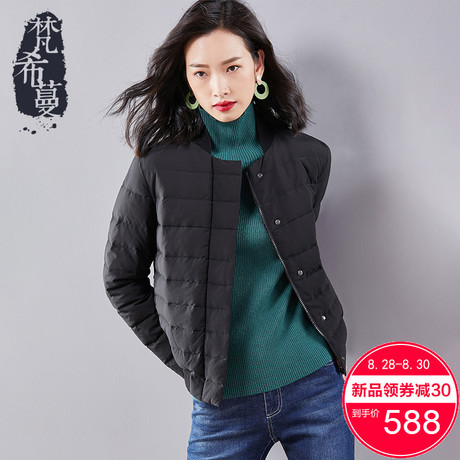 梵希蔓秋冬2018新款超轻薄羽绒服女短款修身显瘦黑色韩版女款外套商品大图