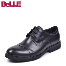belle/百丽男鞋秋冬新款三接头商务正装德比鞋系带英伦男士真皮鞋