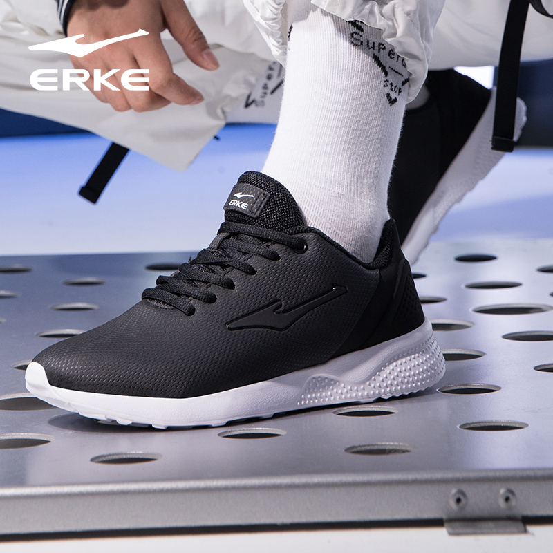 ERKE Men's Shoes Sneakers Men's New Genuine Leather Waterproof Lightweight Breathable Women's Shoes Running Shoes Men's in Autumn 2019