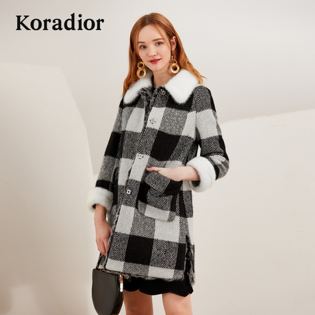 Koradior/珂莱蒂尔品牌女装2018冬装新款中长款时尚韩版派克服女商品大图