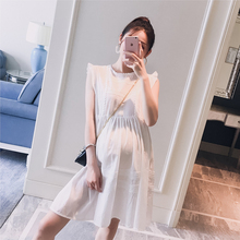 孕妇装2019夏装新款韩版圆领时尚宽松娃娃衫版孕妇无袖背心连衣裙