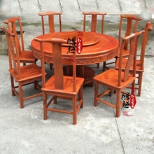 红木家具# 缅甸花梨木1.38圆官帽餐桌 大果紫檀饭桌 实木可定做