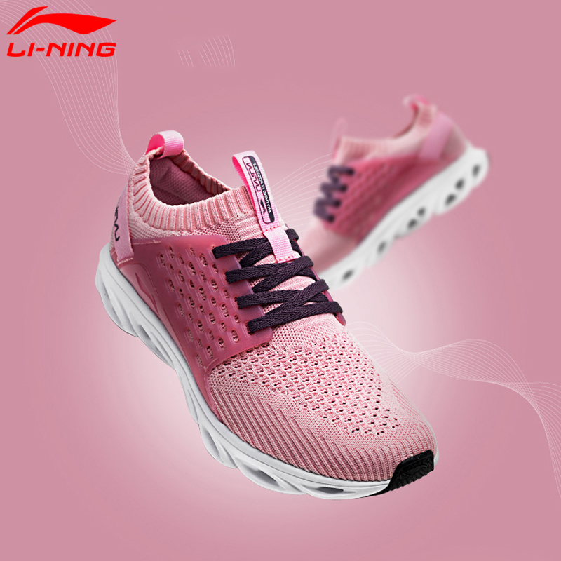 Li Ning Running Shoes Women's Shoes Li Ning Arc Women's One Piece Weaving, Rebound, Cushioned, Breathable Socks, Sports Shoes, Spring and Autumn