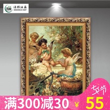 玄关挂画人物天使裸休 饰画 家居欧式人体客厅书房卧室装 绿牌油画
