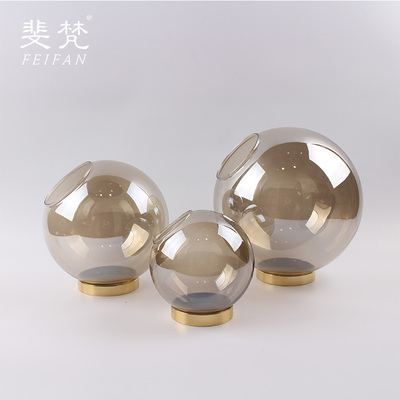 样板房间客厅玄关家居欧式透明创意装饰软装工艺品玻璃干花瓶插器