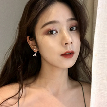 ins风美人鱼尾耳环女韩国气质简约潮人满镶钻后挂式珍珠耳钉E367