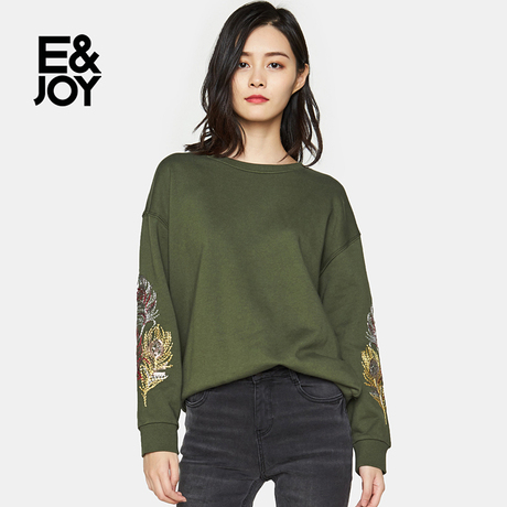 艾格E＆joy羽毛印花圆领长袖卫衣8A0828111商品大图